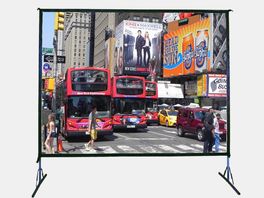 Pantalla portátil y desmontable 300X230 cm. Muy ligera. Incluye tela para retroproyectar.