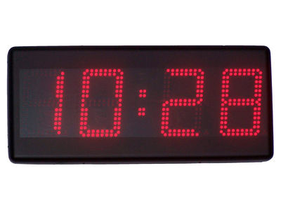 Reloj Digital Led  4 digitos Caja 616X288X45 mm Dígito 200 mm Color Rojo o Amarillo  Programación LAN WWW Alimentación PoE
