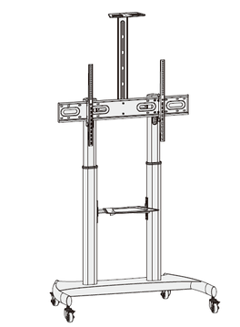 Soporte móvil OEMPRO  PLEG012  de pie con ruedas Y MANIVELA para monitores de hasta 86"